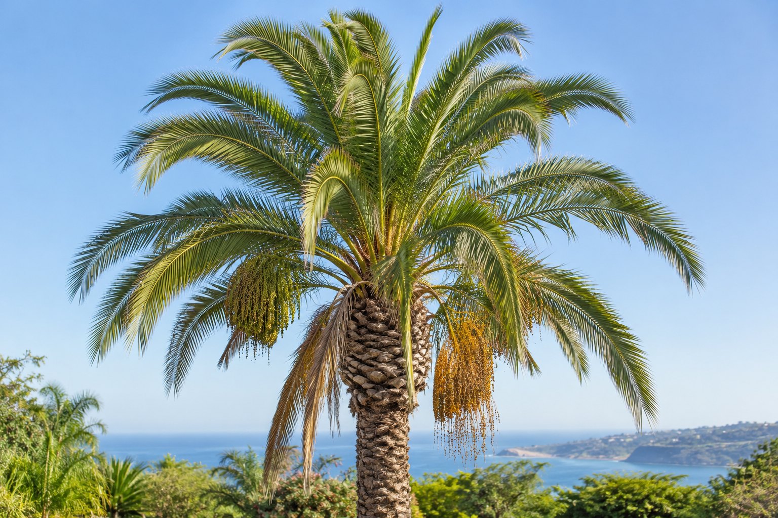 Illustrative palm crown in natural light